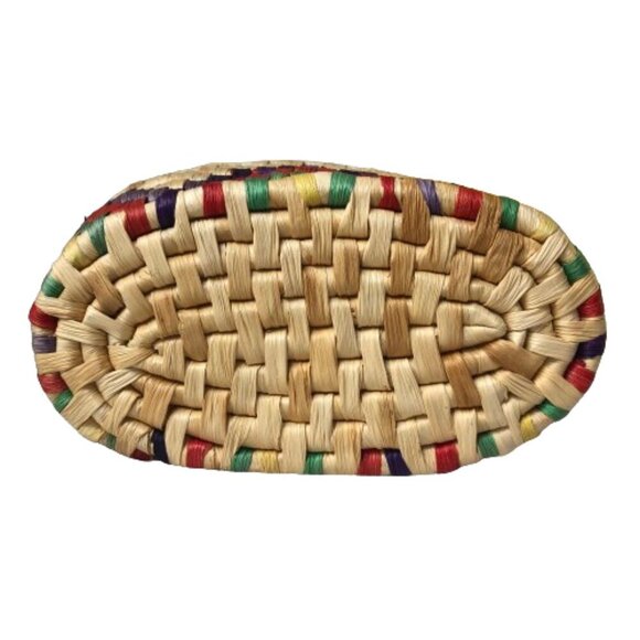 Two piece colorful raffia woven nesting basket container set with lids - Picture 9 of 16